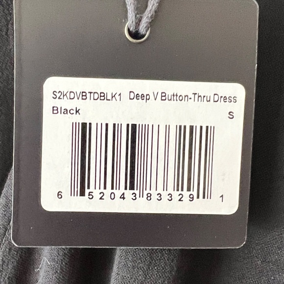 The Normal Brand Deep V Button Thru Midi Dress Black Size Small NWT - Picture 8 of 10
